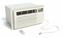 Air conditioner with white background.
